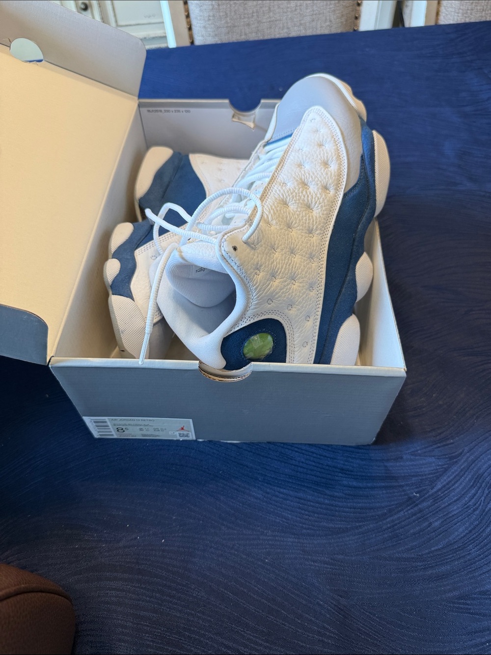 Jordan Men's White and Blue Sneakers